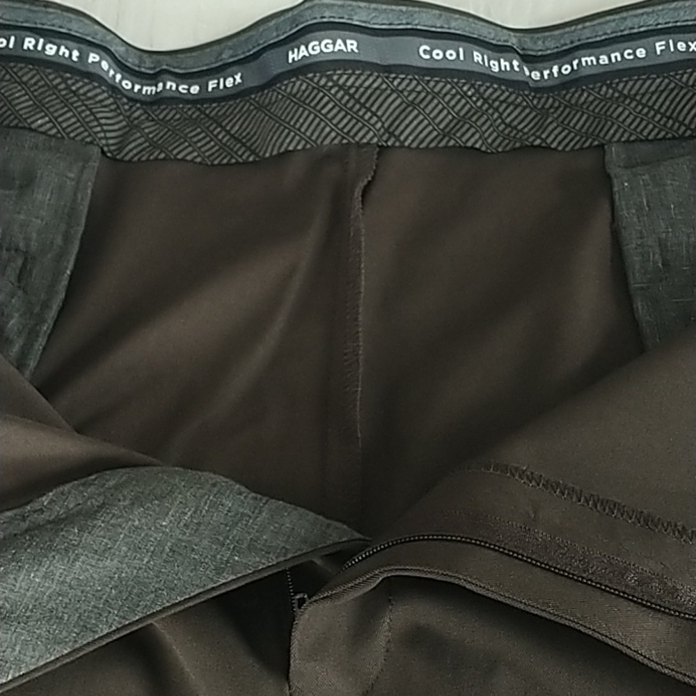 Haggar Hidden Comfort Cool Right Classic Fit Pants Brown 42W x 29 L - Picture 5 of 11